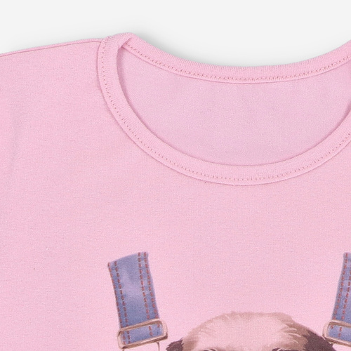 T-shirt dziewczęcy z krótkim rękawem KAR-4004/ROZ Lagarto Verde różowy 