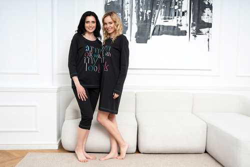 Piżama Damska 3/4 rękaw, 3/4 spodnie Olza Italian Fashion - czarny 