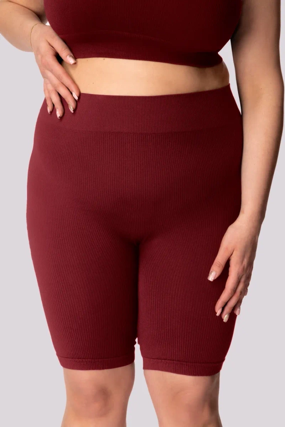 Spodenki bikery damskie prążek Ribbed Mona burgund