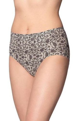 Figi Damskie L-POL 5033 MD-N Midi Lama- beżowe