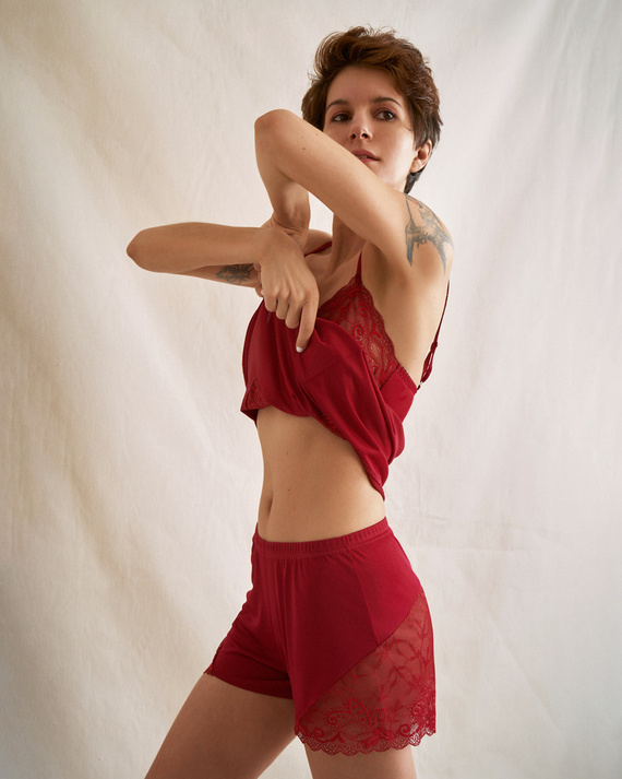 Piżama damska Visti 86398 Chantal burgund