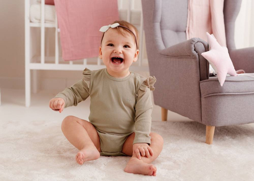 Body z długim rękawem Basic Koala  -  beżowe