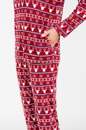 Polarowy Komplet Damski Islandia Italian Fashion - druk bordowy 