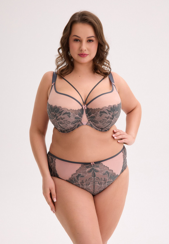 Gaia Priya BS 1318 biustonosz półusztywniany maxi – grafitowo-różowy, kobiecy i wygodny