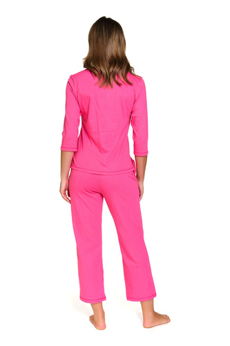 Różowa piżama Doctor Nap 7356 – nogawka i rękaw ¾, wygodna bawełna