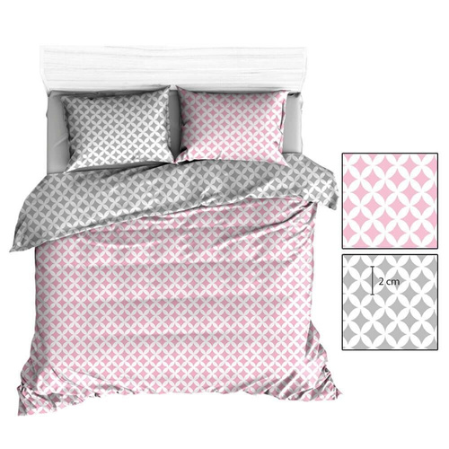 Maroko R141 Pościel bawełniana Karo szary-biały