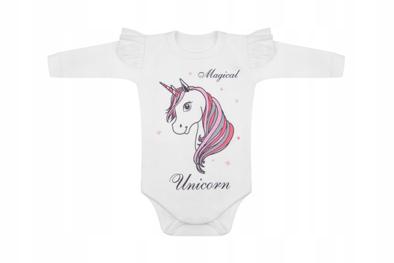 "Unicorn" Body z długim rękawem Terjan - biały