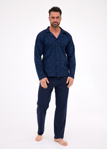 Rozpinana piżama męska 114/80 Cornette | Klasyka z kołnierzykiem i kieszeniami