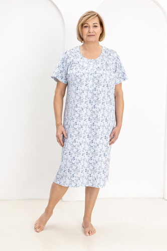 Bawełniana Koszula Nocna Damska Regina 018 – Naturalny Komfort Snu, Guziki i Lekki Krój Idealny na Każdą Noc