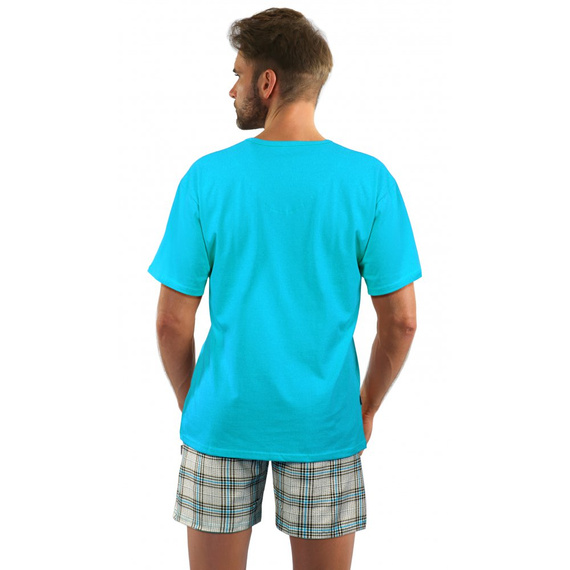 Bawełniana piżama męska z krótkim rękawem 2379/27 Sesto Senso - turkusowy