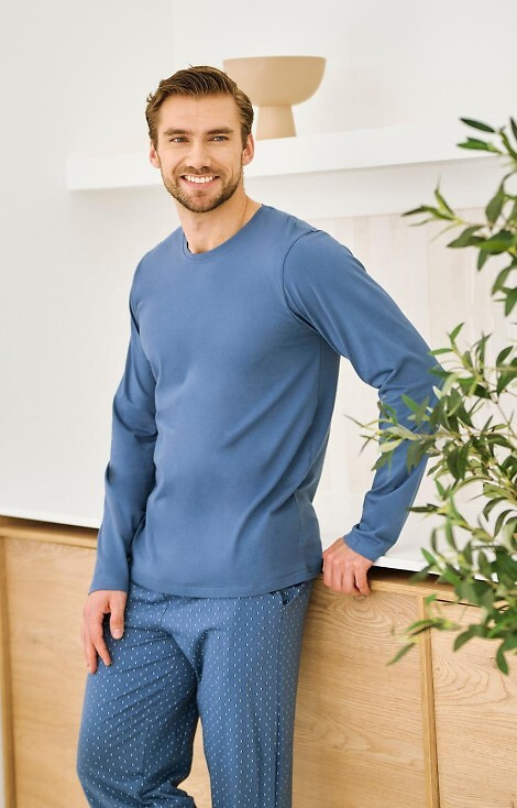 Taro Lorenzo 3474 jeans  – Piżama męska bawełniana, spodnie z kieszeniami