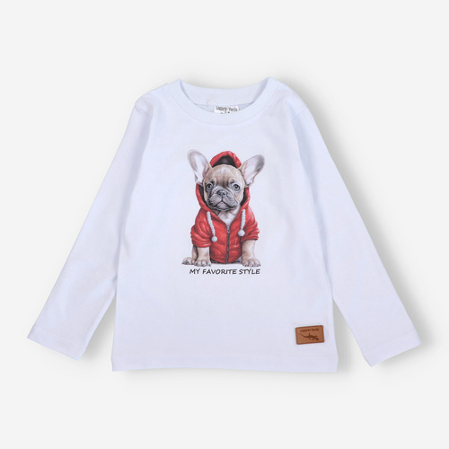 Bluzka chłopięca z długim rękawem KAR-1011 Lagarto Verde biały