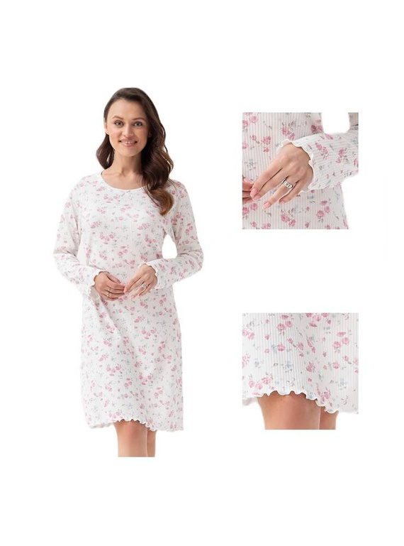 Koszula Nocna z długim rękawem 191 Luna ecru