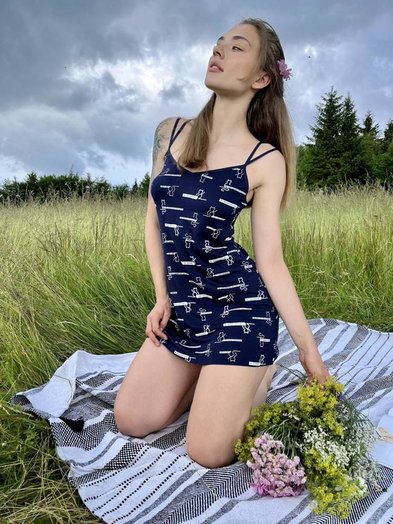 Koszula Nocna 659 Cat Love Forex - granatowy