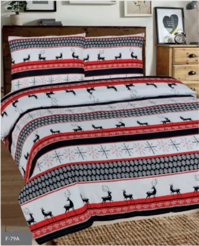 Pościel flanelowa świąteczna śnieżynki F-79A Matex czerwony