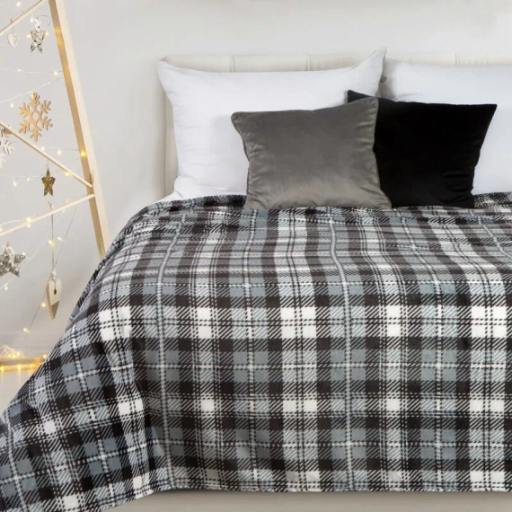 Koc świąteczny kratka Santa Eurofirany grafitowy