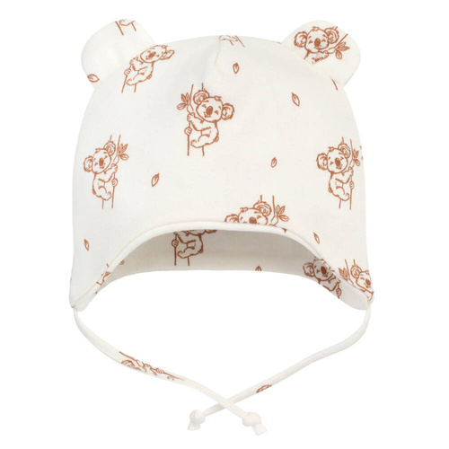 Czapka niemowlęca wiązana Lovely Day Pinokio - ecru koala