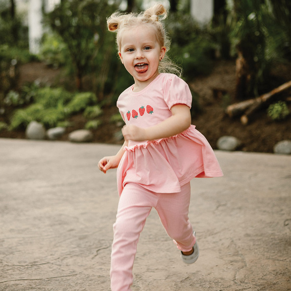 Legginsy prążkowane Strawberry & Love Eevi - różowe