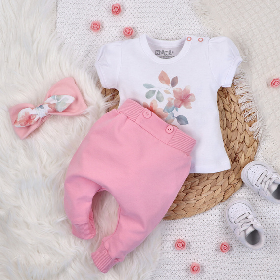 Bluzka z bawełny organicznej Kolorowe kwiatki Nini biały