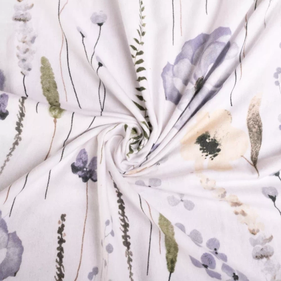 Pościel flanelowa kwiaty F-90 Matex biały/niebieski