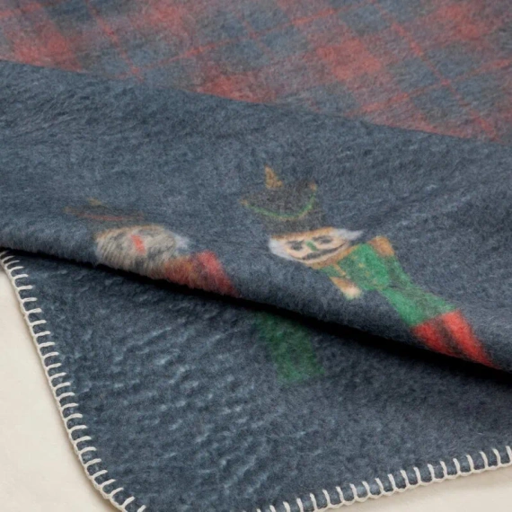 Świąteczny koc narzuta krata Peter Eurofirany granatowy/czerwony