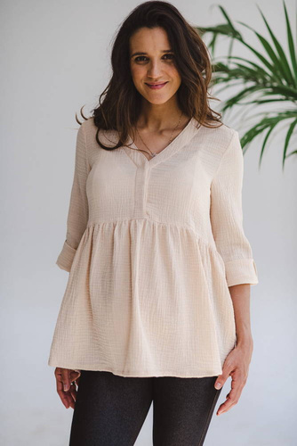 Tunika z muślinu organicznego Mother Nature Milk&Love piaskowa