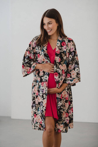 Szlafrok bambusowy z lnem Garden Milk&Love 