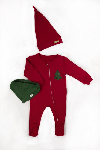 163070 Komplet czapka, apaszka i pajac "Magia Świąt" Nicol - bordo