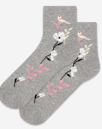 Wola Perfect Woman U84.01P ash 963– skarpety damskie z bawełny w kolorowe wzory