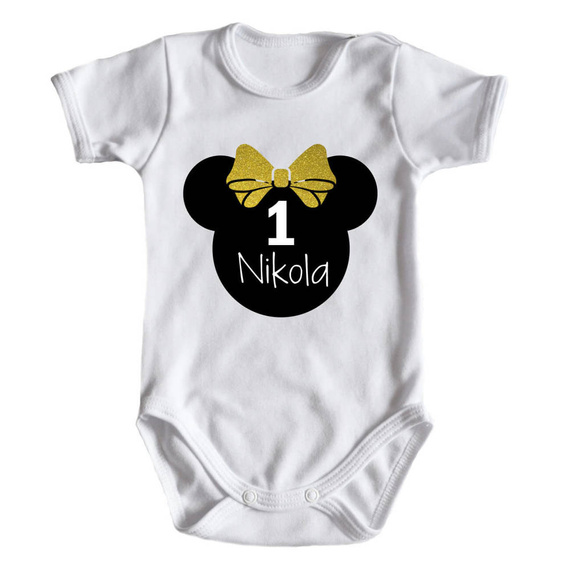 "1 urodziny roczek" body krótki rękaw Moocha złoty