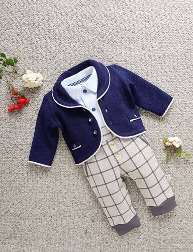 045N Little Gentleman Body koszulowe z długim rękawem Marija - błękit