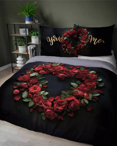 Pościel bawełniana Ty i Ja You and Me 5287 A Holland Detexpol czarny