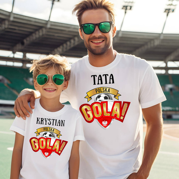 Koszulka męska "Tata Polska gola" Moocha biały