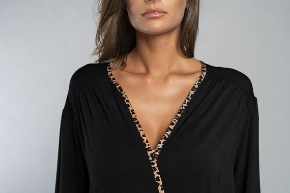 Eila Szlafrok Italian Fashion rękaw 3/4 - panterka