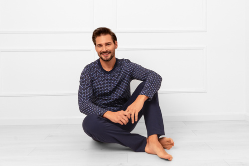 Italian Fashion Gerard – piżama męska bawełniana, długi rękaw i spodnie