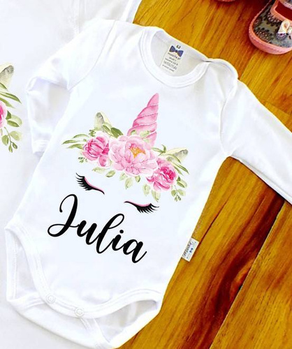 Body długi  rękaw "JEDNOROŻEC z imieniem" Moocha biały