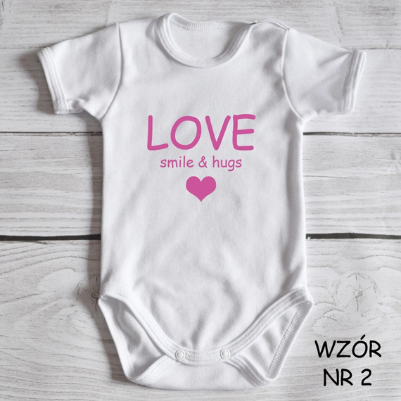 Body krótki rękaw "Love smile & hugs " Moocha czarno-różowy