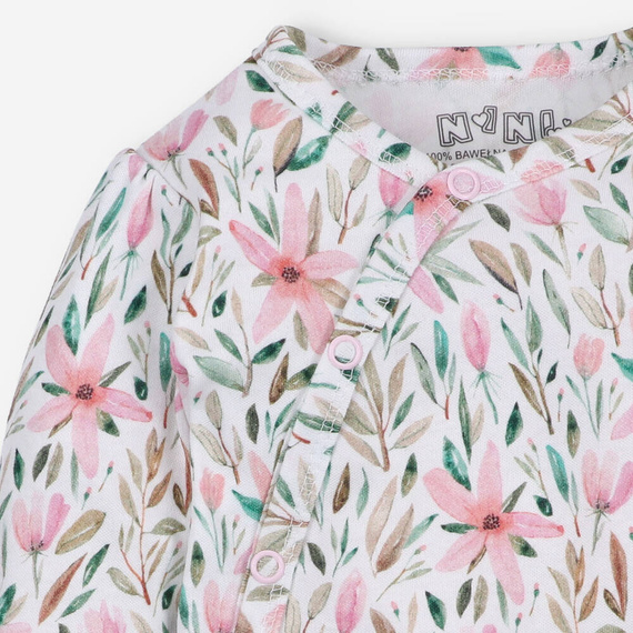 Body kopertowe z bawełny organicznej Pink Flowers Nini druk