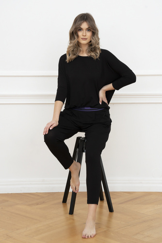 Komplet Damski 3/4rękaw, dł.spodnie Styl Italian Fashion czarny