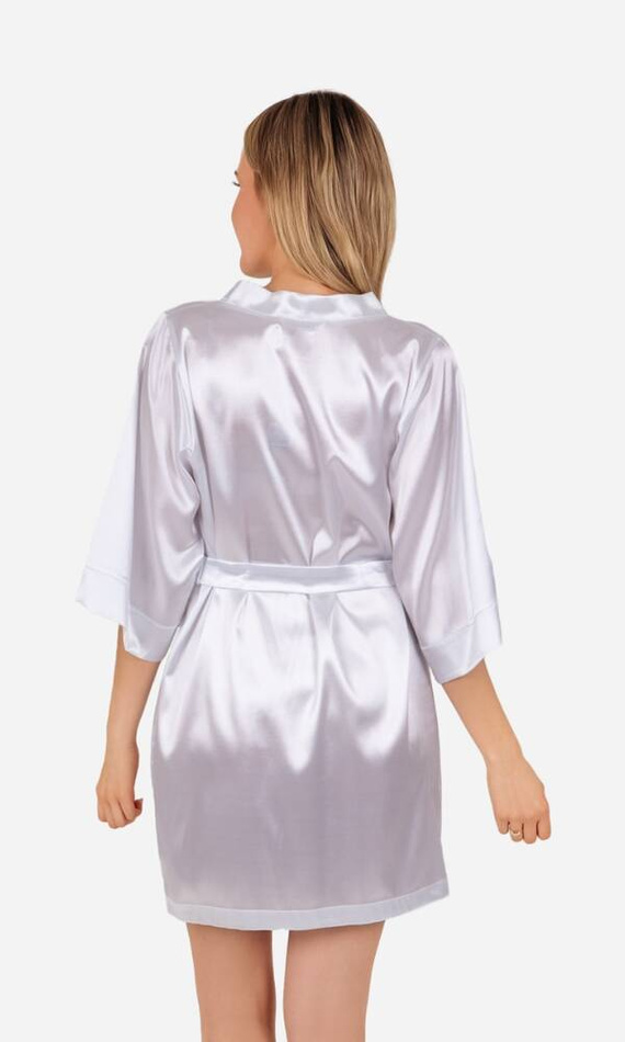 Szlafrok damski satynowy Vesna ByShelly - biały
