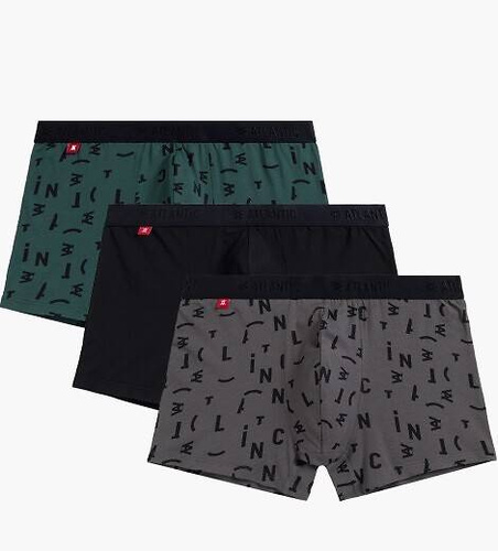 Bokserki męskie 3MH-182 A'3 Atlantic - zielony-czarny-grafitowy