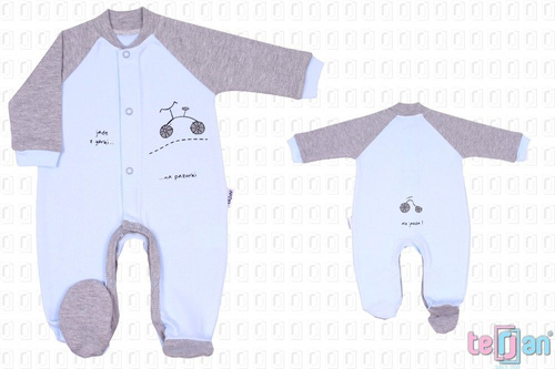 Pajac bawełniany niemowlęcy "BIKE" różowy