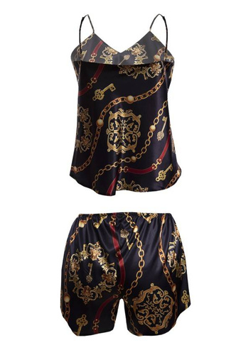 Piżama Damska Satynowa DK-KK DKaren - czarny 18