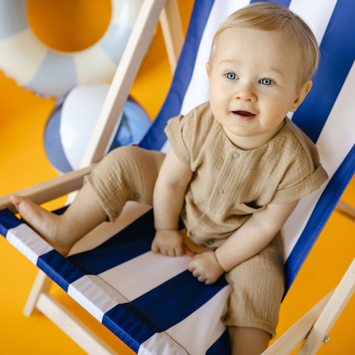 Rampers niemowlęcy muślinowy Elephant  Eevi - beżowy