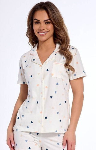 Piżama damska rozpinana 346/310 Love Cornette - ecru