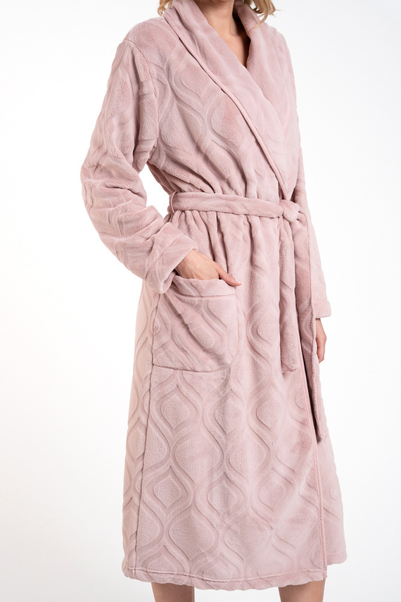 Szlafrok damski Morena Italian Fashion - pudrowy róż