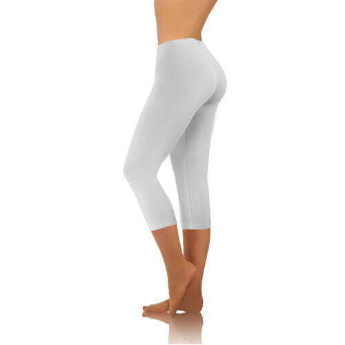 Legginsy damskie sportowe bawełniane kryjące 3/4 Sesto Senso biały