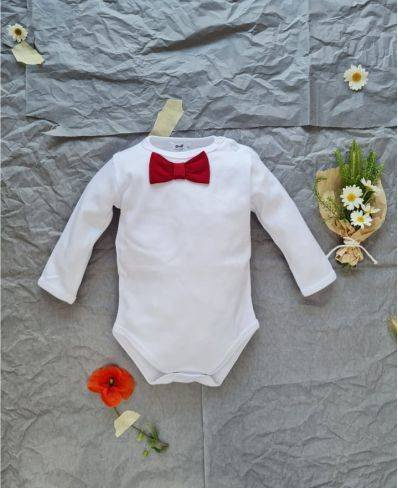 Body z muszką 041B Little Gentleman Marija - biały