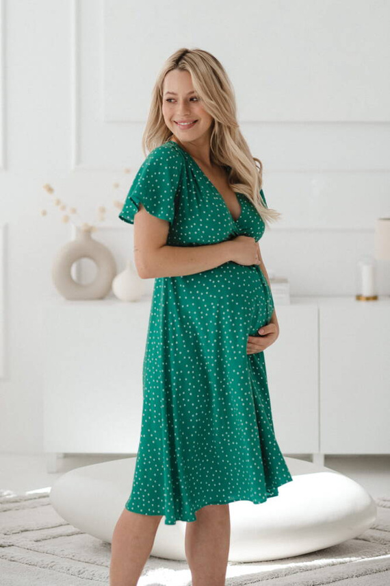 Sukienka do karmienia krótki rękaw Milk Shake Milk&Love zielona w groszki