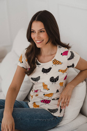 Bluzka do karmienia i ciążowa z krótkim rękawem Milk Shirt Milk&Love kurka domowa